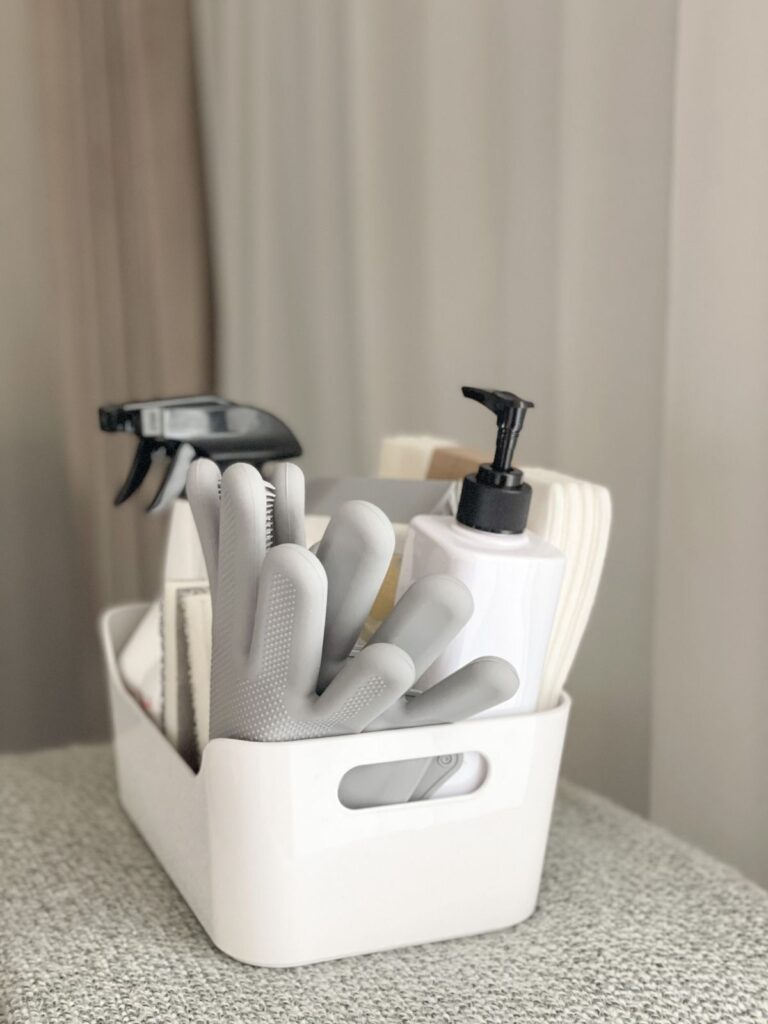 תמונה של כפפות וחומרי ניקיון